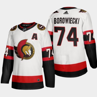 Ottawa Ottawa Senators #74 Mark Borowiecki Men's Adidas 2020-21 Authentic Player Away Stitched NHL Jersey White